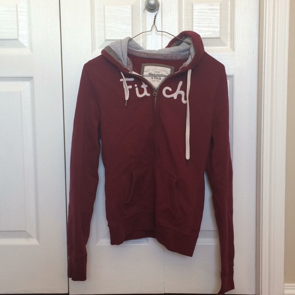 Burgundy Abercrombie & Fitch Hoodie Fits Small EUC - Picture 1 of 4